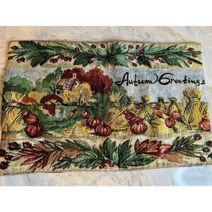 Autumn Greetings pumpkin fall harvest tapestry placemats